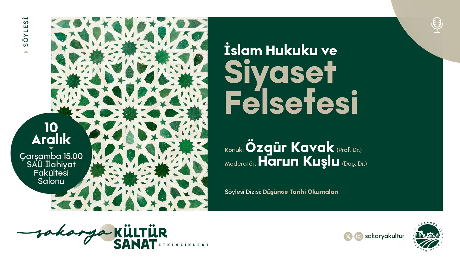 Sakarya Büyükşehir Belediyesinden islam hukuku ve siyaset felsefesi etkinliği